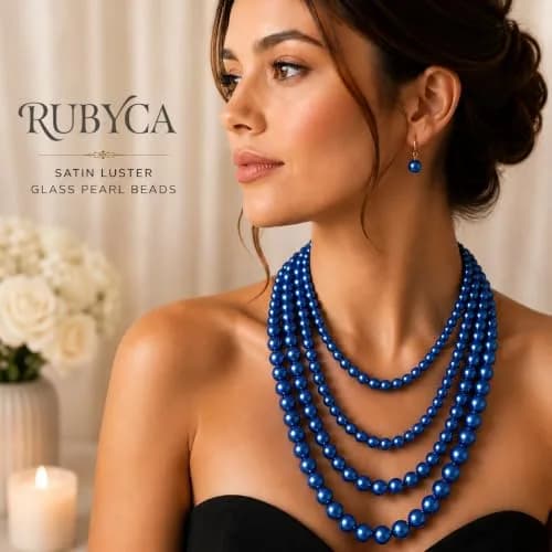 RUBYCA 200Pcs Satin Luster Glass Pearl Beads 8mm Chocolate Brown Jewelry Making thumbnail 3