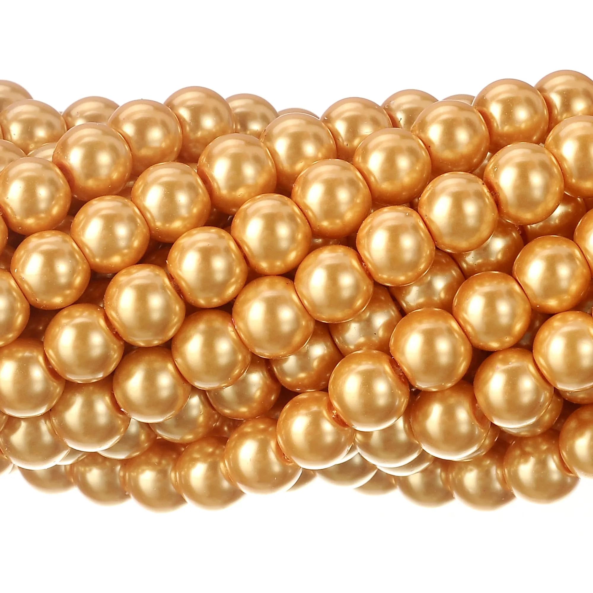 RUBYCA 200Pcs Czech Satin Luster Glass Pearl Beads 8mm Dark Gold | Jewelry Making Beads - main product image