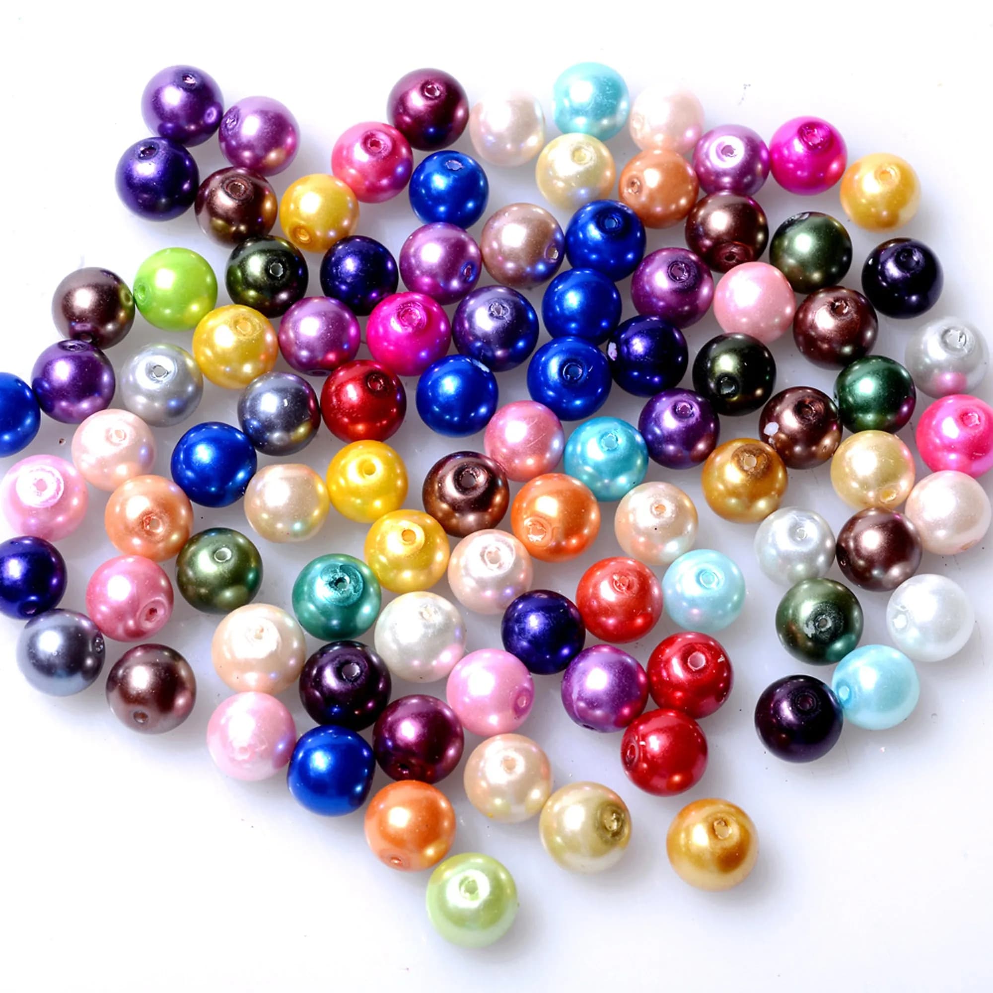RUBYCA 200Pcs Czech Satin Luster Glass Pearl Beads 8mm Bordeaux Red | DIY Jewelry Supplies — Mix of Colors