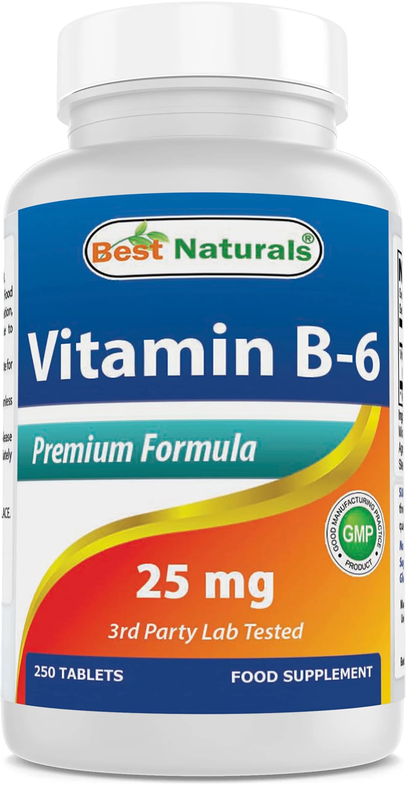 Best Naturals Vitamin B-6 25 Mg Tablets, 250 Count | Purity & Quality Tested