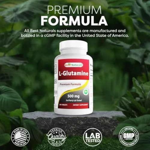 Best Naturals L-Glutamine 500 mg | 250 Tablets for Muscle & Gut Support, Unflavored thumbnail 5