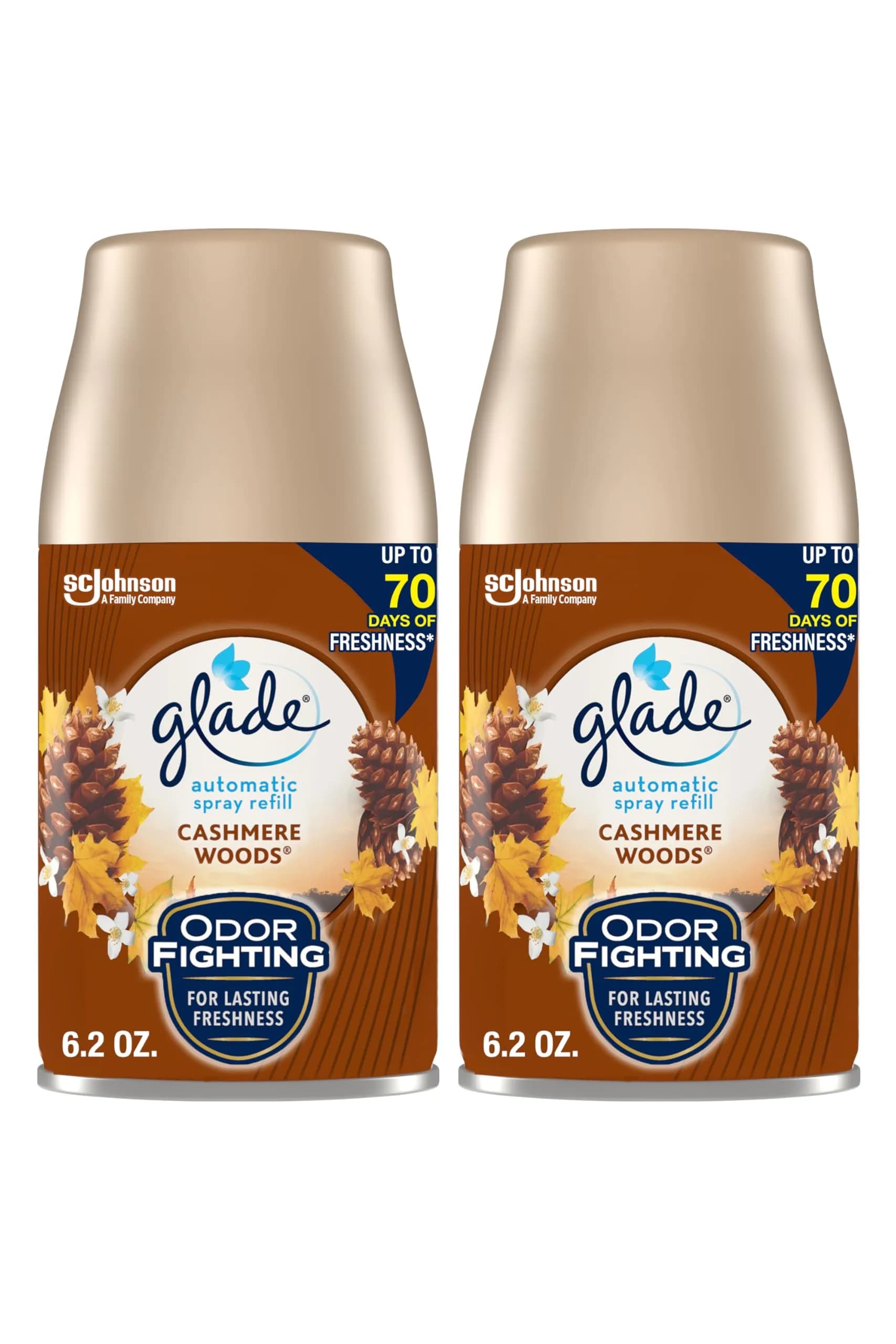 Glade Automatic Spray Air Freshener Refill, Cashmere Woods, 2 Count | Timed Fragrance Release - main product image