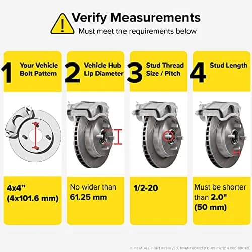 RockTrix 4pcs Wheel Spacers 2 Inch (50mm) Thick | 4x4" to 4x4" Bolt Pattern, 61.25mm Hub Bore, 1/2"x20 Studs thumbnail 3