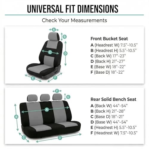 FH Group Car Seat Covers Front Set in Cloth | Universal Fit, Washable, Gray thumbnail 4