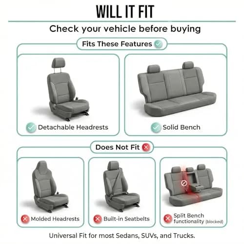FH Group Car Seat Covers Front Set in Cloth | Universal Fit, Washable, Gray thumbnail 3