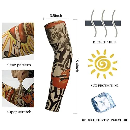 YARIEW Temporary Tattoo Sleeves for Men Arm Sleeves | Sun Protection & Party Decor (70-120 chars) thumbnail 2