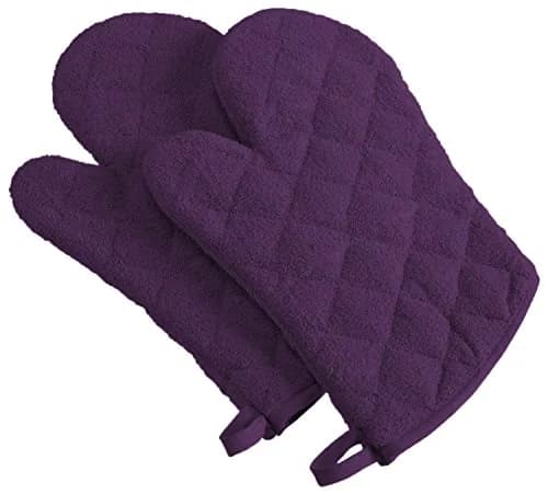 DII Basic Terry Collection Quilted Cotton Oven Mitts 18cm x 33cm (7" x 13") | Heat Resistant Kitchen Mitts thumbnail 1