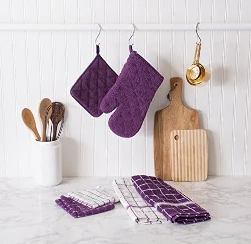 DII Basic Terry Collection Quilted Cotton Oven Mitts 18cm x 33cm (7" x 13") | Heat Resistant Kitchen Mitts thumbnail 3