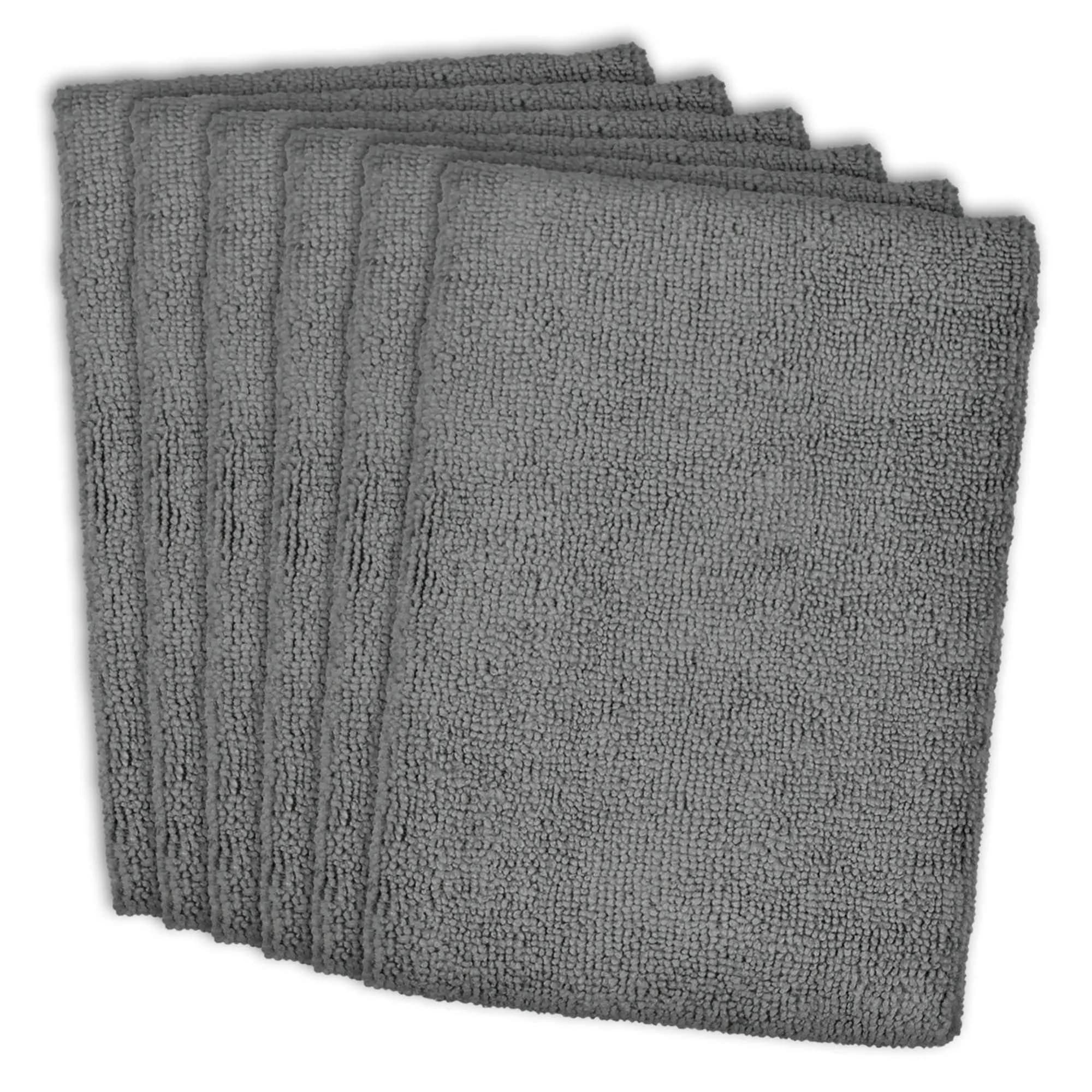 DII Microfiber Dishtowel Set 16x24 in Gray | Ultra Absorbent, Low Lint, 6 Piece - main product image