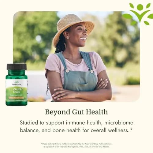 Swanson L. Reuteri Probiotic with Prebiotic 30 Vegan Capsules | Gut Health Support for Adults thumbnail 5