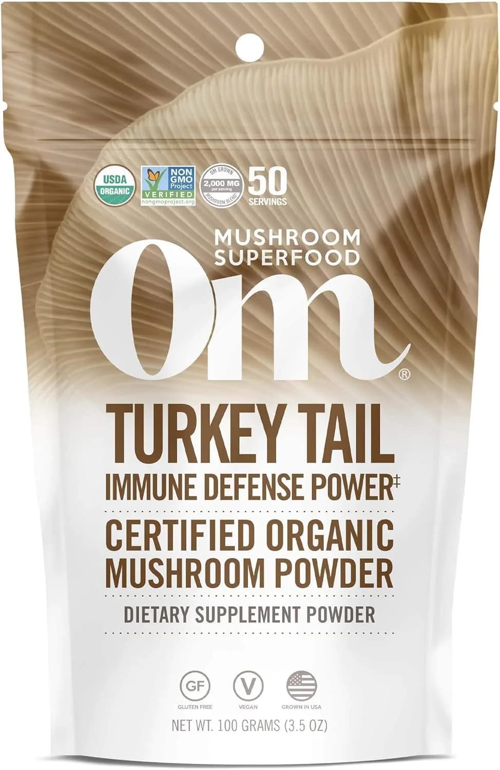 OM MUSHROOM SUPERFOOD Organic Turkey Tail Mushroom Powder 200g (7.05 oz) | Immune Support with Beta-Glucans — 3.5 Ounce