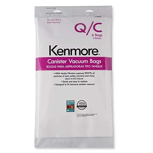Kenmore Canister Vacuum Bags Type Q & C (6) | HEPA Filtration, Easy to Install, Certified for Asthma & Allergy (70-120 chars) thumbnail 1