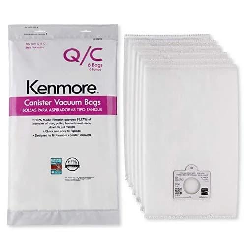 Kenmore Canister Vacuum Bags Type Q & C (6) | HEPA Filtration, Easy to Install, Certified for Asthma & Allergy (70-120 chars) thumbnail 2