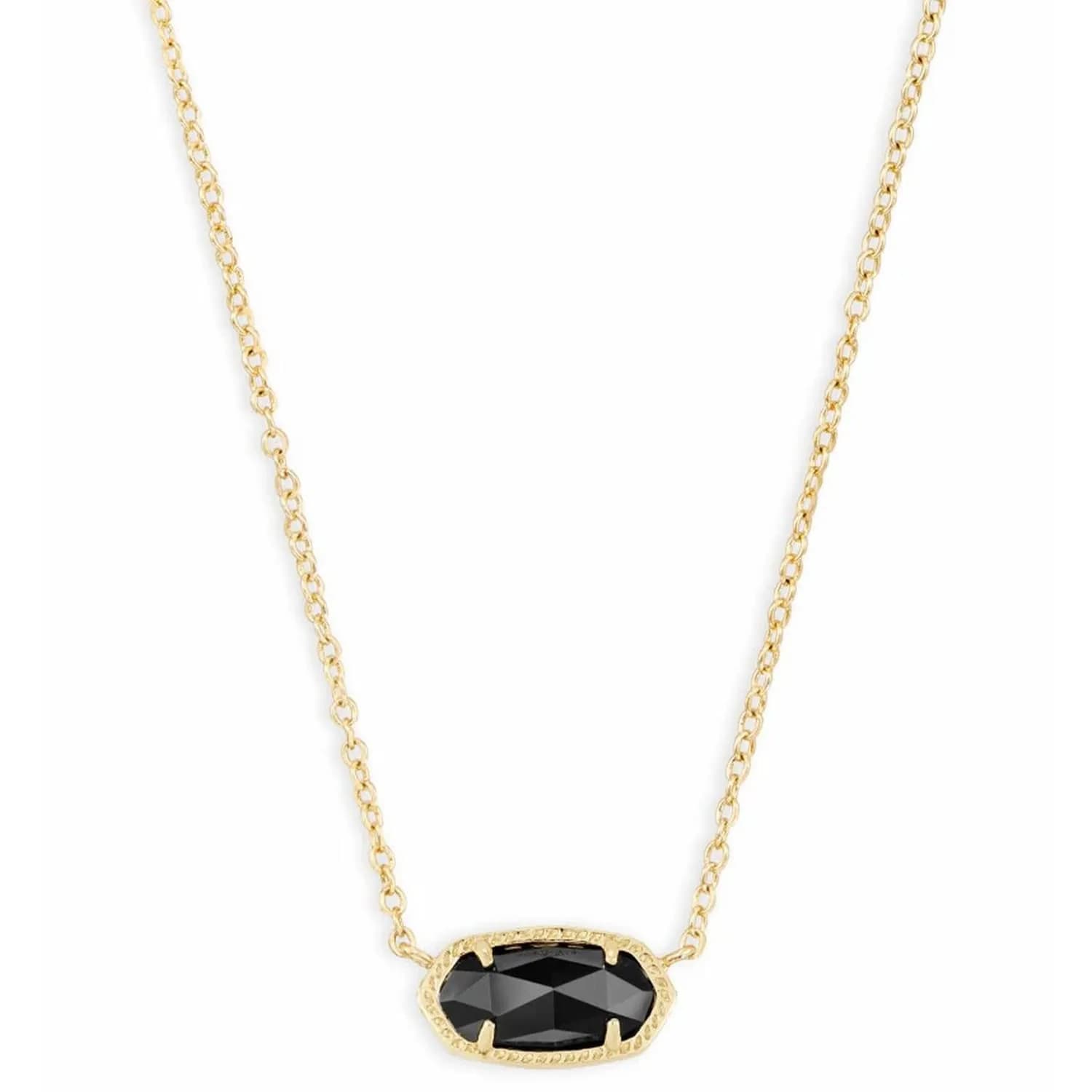 Kendra Scott Elisa Pendant Necklace for Women, 14k Gold-Plated, Black | Signature Signature Shape, Everyday Wear