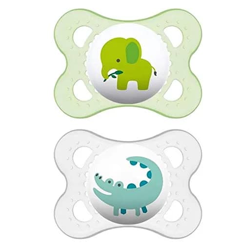 MAM Animal Collection Pacifiers 0-6 Months, 2-Count | Orthodontic Silicone Teether with Sterilizing Case thumbnail 1