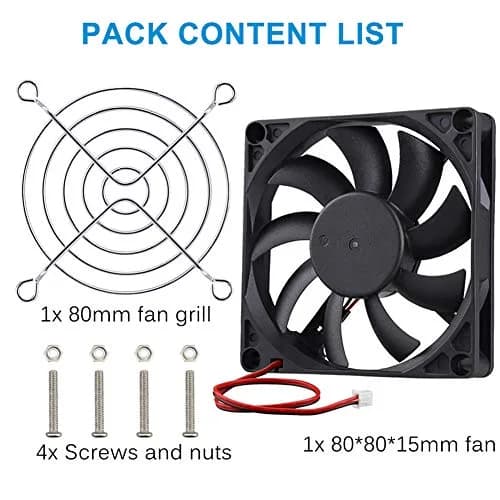 GDSTIME 80mm x 80mm x 15mm 12V Brushless DC Cooling Computer Case Fan 2Pin | 2700 RPM, 32.8 CFM, 27.8 dBA, 1.76 oz thumbnail 7