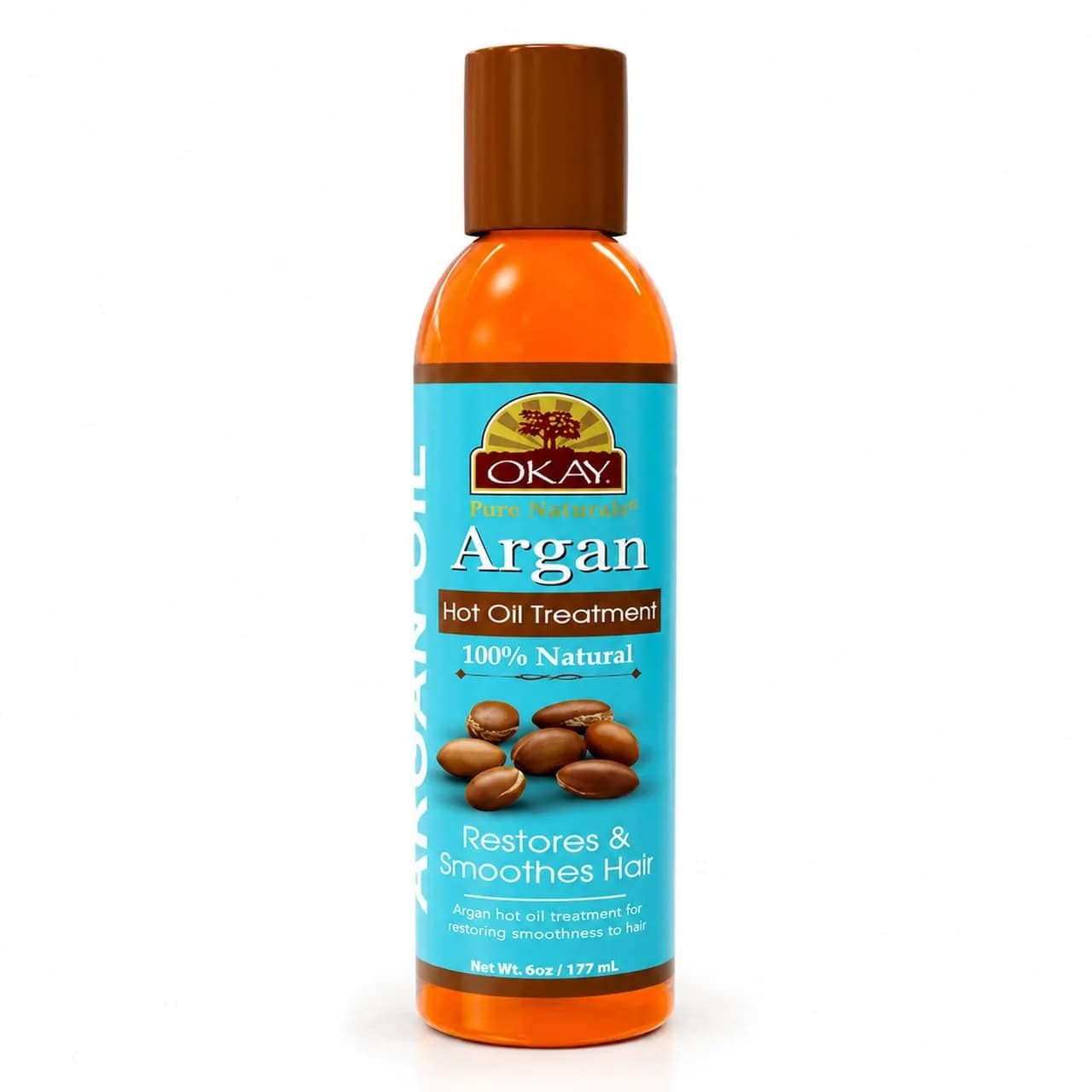 OKAY 100% Natural Black Jamaican Castor Hot Oil Hair Treatment 6 oz | Nourishes Damaged Hair & Promotes Growth — Argan / 6 Fl Oz