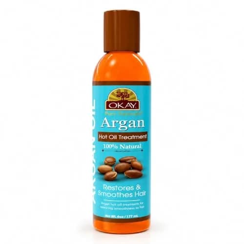 OKAY 100% Natural Argan Hot Oil Hair Treatment - 6 oz | Nourishes & Restores Damaged Hair thumbnail 1