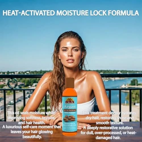 OKAY 100% Natural Argan Hot Oil Hair Treatment - 6 oz | Nourishes & Restores Damaged Hair thumbnail 5