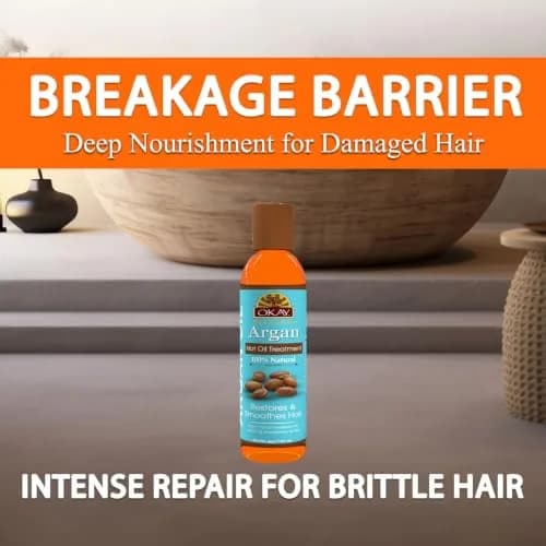 OKAY 100% Natural Argan Hot Oil Hair Treatment - 6 oz | Nourishes & Restores Damaged Hair thumbnail 6