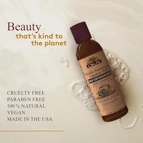 OKAY 100% Natural Black Jamaican Castor Hot Oil Hair Treatment 6 oz | Nourishes Damaged Hair & Promotes Growth thumbnail 6