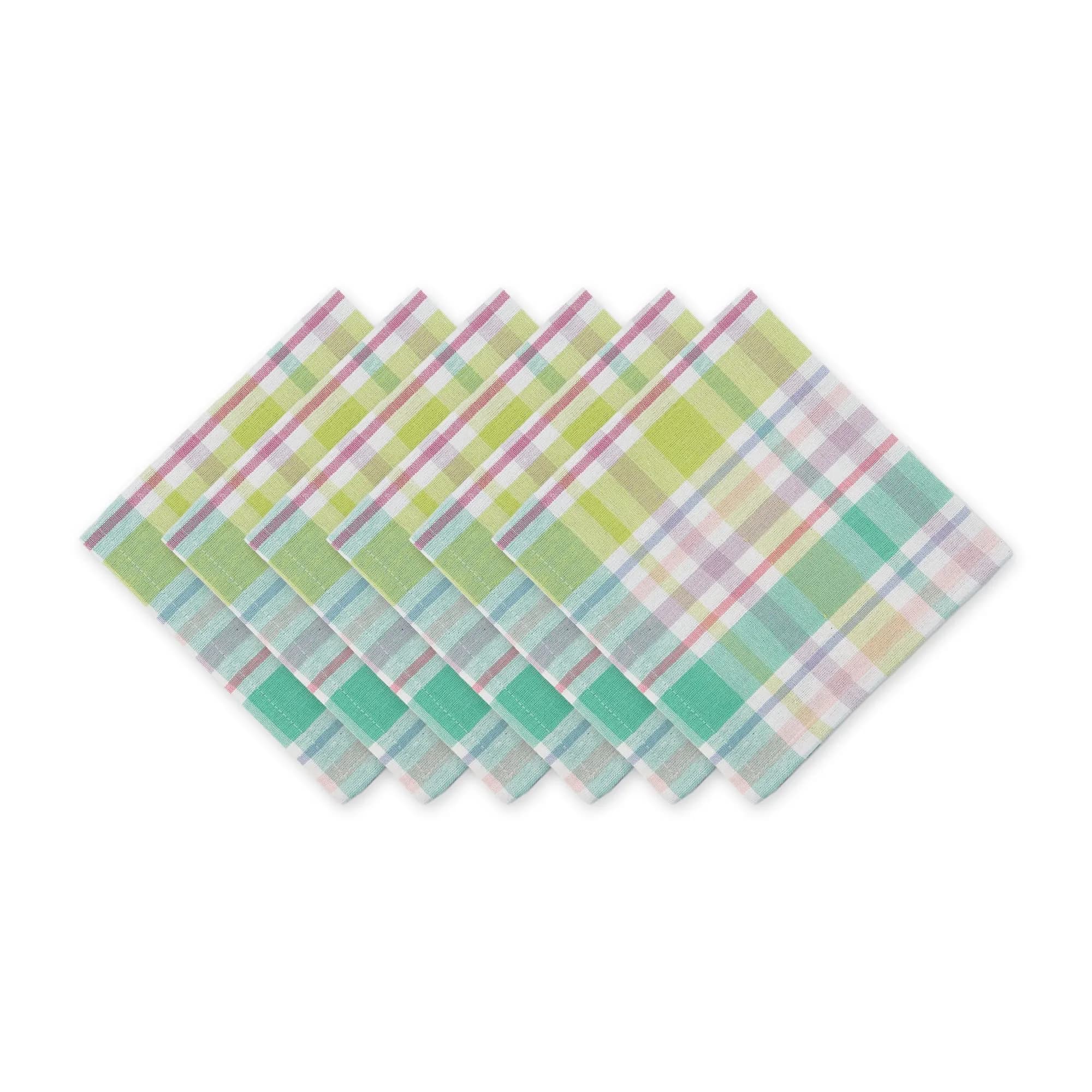 DII Cotton Plaid Napkin Set 20x20 in Spring Time | Machine Washable, 6 Count - main product image