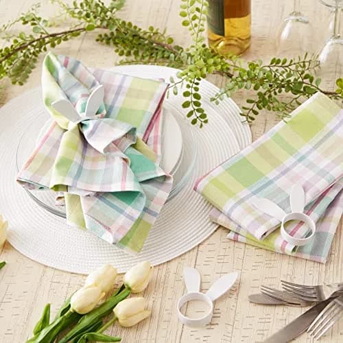 DII Cotton Plaid Napkin Set 20x20 in Spring Time | Machine Washable, 6 Count thumbnail 6