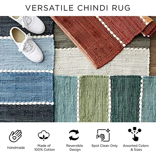 DII Chindi Home Collection Handwoven Multicolor Area Rag Rug, 0.61m x 0.91m | Trendy Cotton Rug for Home thumbnail 7