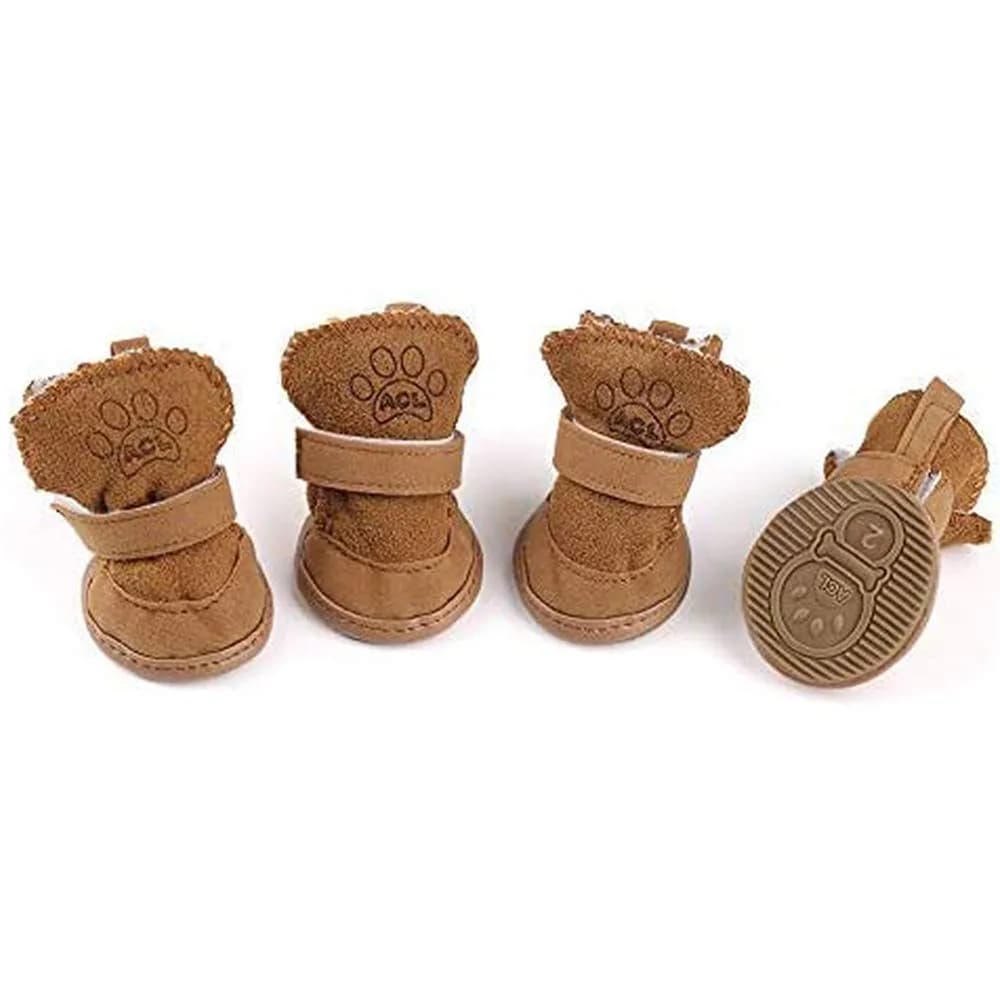 URBEST Dog Shoes with Hook & Loop Closure 4# | Non-Slip Plush Rubber Pet Booties for Small Dogs