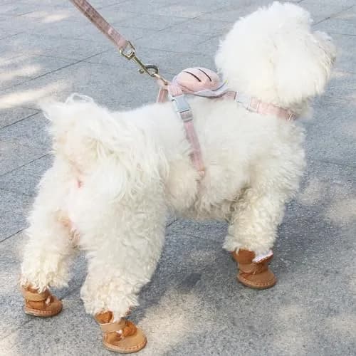 URBEST Dog Shoes with Hook & Loop Closure 4# | Non-Slip Plush Rubber Pet Booties for Small Dogs thumbnail 2