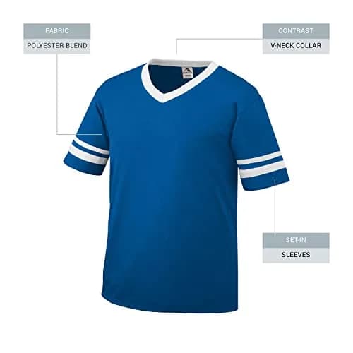 Augusta Sportswear Mens Sleeve Stripe Jersey 3X-Large | Contrast Sleeve Stripes, V-Neck, 50/50 Polyester Cotton thumbnail 8