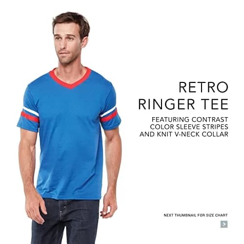 Augusta Sportswear Mens Sleeve Stripe Jersey 3X-Large | Contrast Sleeve Stripes, V-Neck, 50/50 Polyester Cotton thumbnail 9