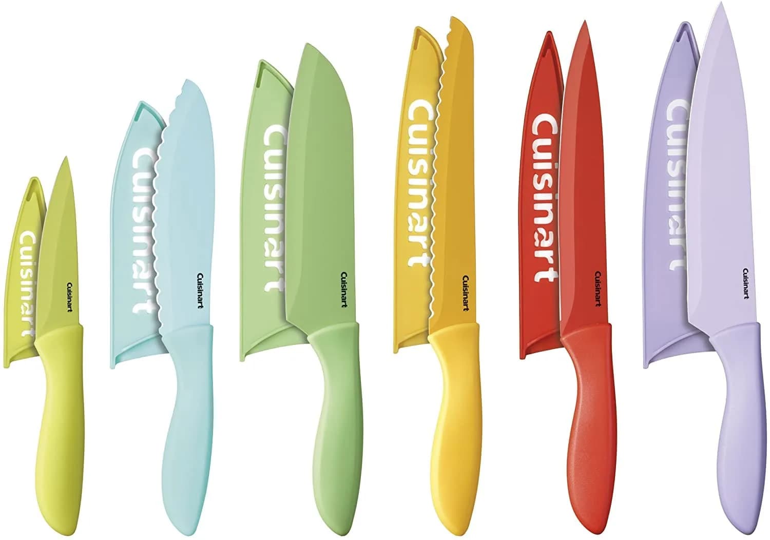 Cuisinart 12-Piece Kitchen Knife Set, Advantage Color Collection with Blade Guards, Multicolored, C55-12PCER1 | High-Quality Stainless Steel Blades - main product image