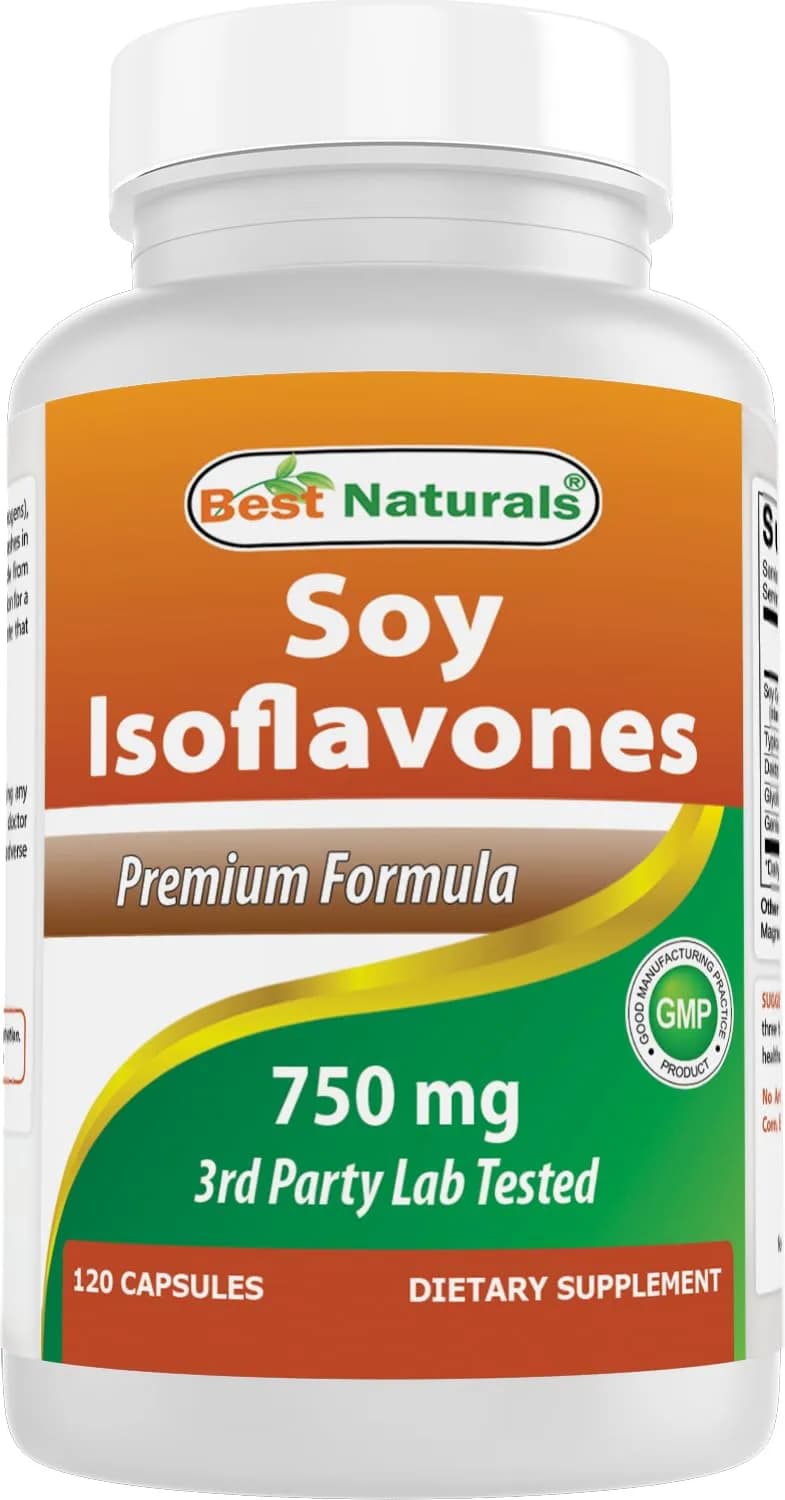 Best Naturals Soy Isoflavones for Women 750 Mg Capsules | Menopause Relief, 120 Count - main product image