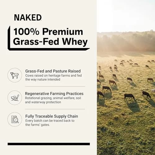NAKED Whey Protein Powder 5lb (2.27 kg) | NSF Certified Grass-Fed Unflavored Protein for Muscle Growth & Recovery thumbnail 2