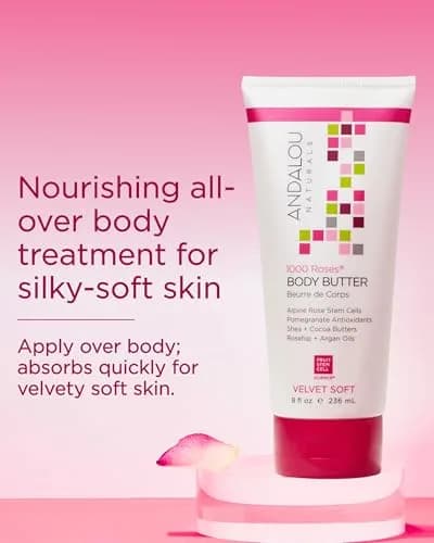 Andalou Naturals 1000 Roses Velvet Soft Body Butter 236ml (8 fl oz) | Hydrates Dry Skin with Shea & Cocoa Butters thumbnail 4
