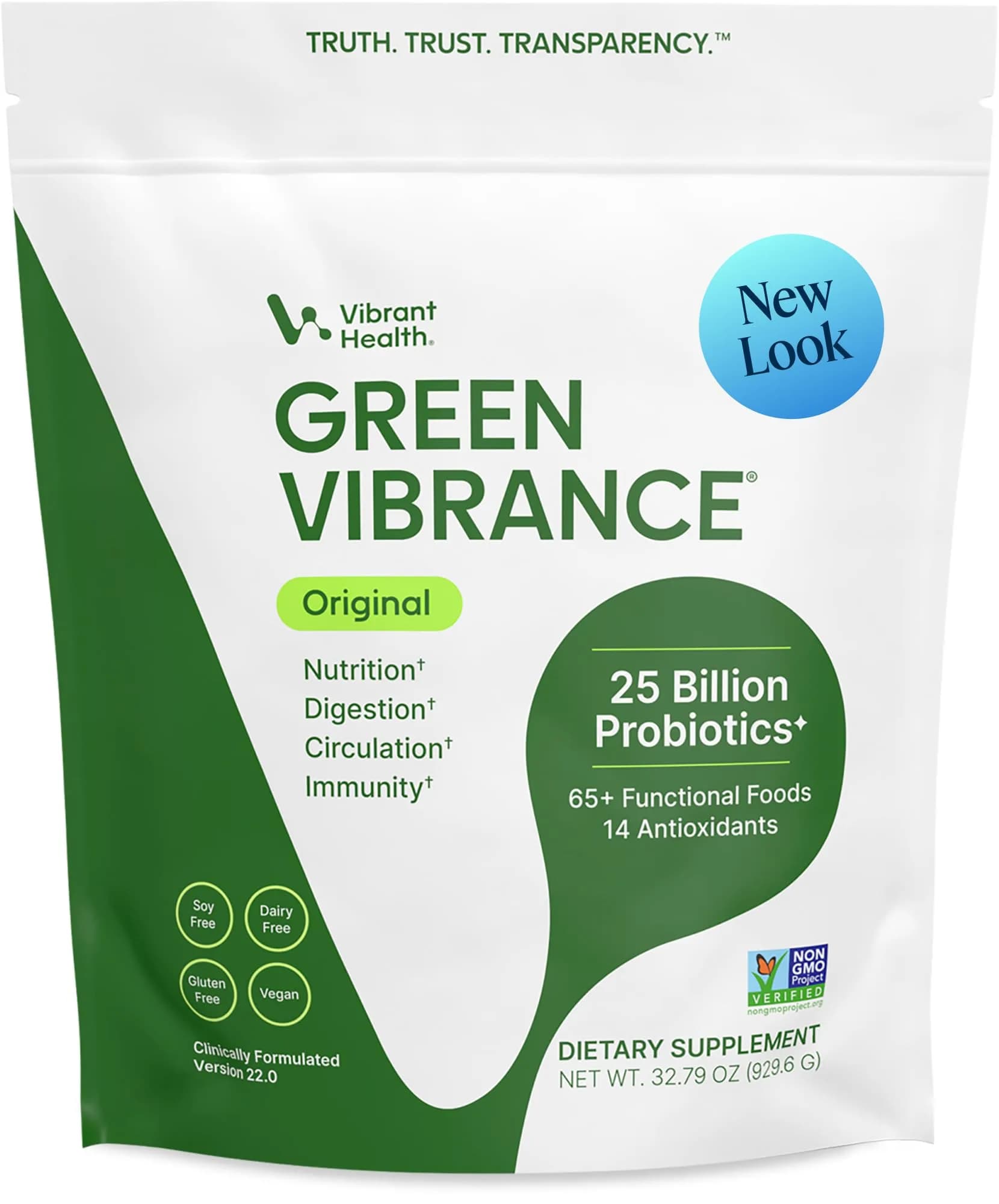 Vibrant Health Green Vibrance Superfood Blend Powder, 83 Servings | 65 Superfoods, 25 Billion Probiotics, Enzymes & Adaptogens for Optimal Vitality
