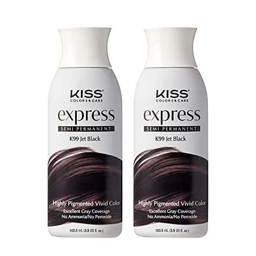 KISS Express Color Semi-Permanent Jet Black Hair Color 103ml (3.5 Fl Oz) | Pack of 2 Bottles thumbnail 1