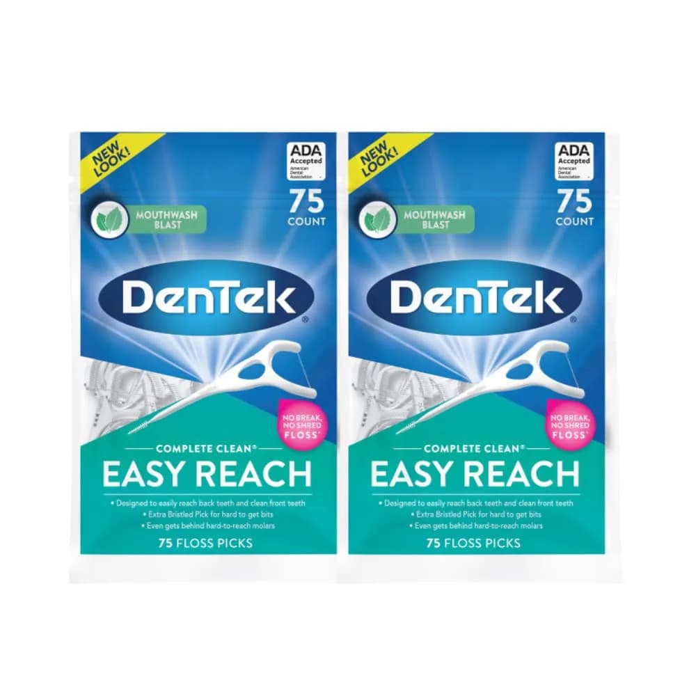 DenTek Complete Clean Easy Reach Floss Picks 675 Count (Pack of 9) | Dermatologist Tested for Daily Oral Hygiene — Fresh Mint