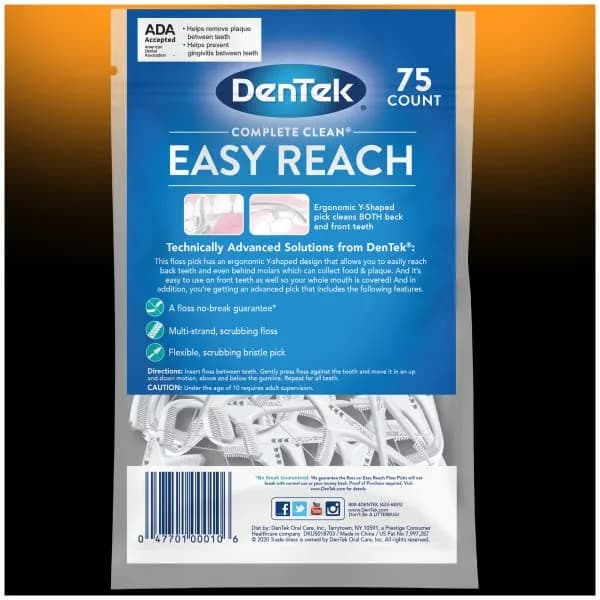 DenTek Complete Clean Easy Reach Floss Picks, Mouthwash Blast Flavor, 150 Count (75 Count x 2) | Advanced Fluoride Coating thumbnail 14