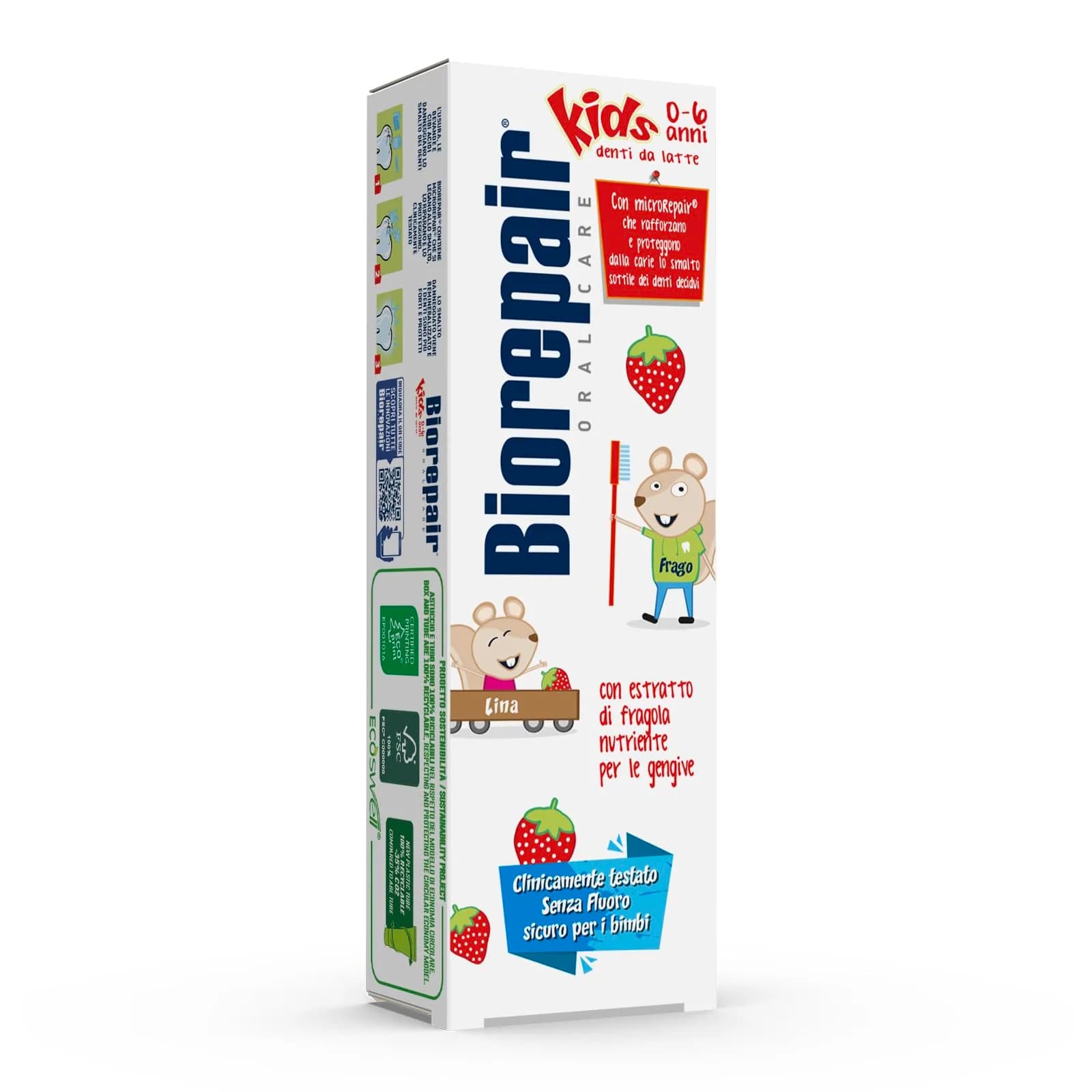 Biorepair Junior Toothpaste Wild Strawberry 50ml (1.7 Fl Oz) | Protects Against Cavities & Plaque