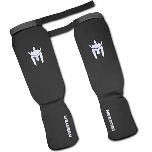 Meister MMA Elastic Cloth Shin & Instep Guards - Black - Youth/X-Small | Impact Protection for Muay Thai & MMA thumbnail 3