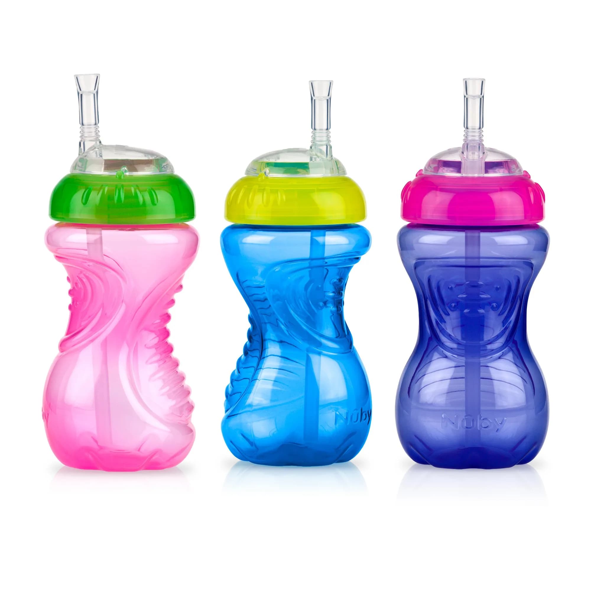 Nuby No-Spill Soft Straw Easy Grip Sippy Cup 300ml (10 Oz) 3-Pack | Spill-Proof Toddler Cup for Babies 12+ Months - main product image