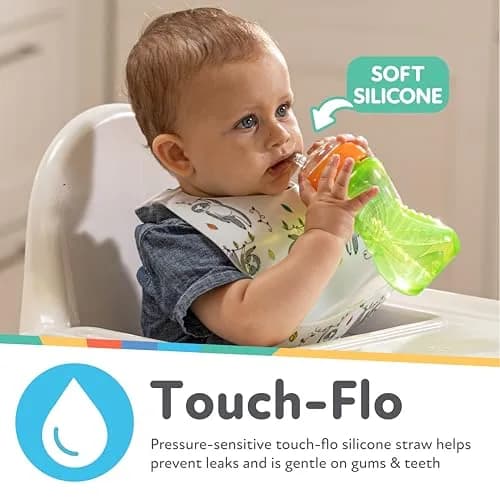 Nuby No-Spill Soft Straw Easy Grip Sippy Cup 300ml (10 Oz) 3-Pack | Spill-Proof Toddler Cup for Babies 12+ Months thumbnail 2