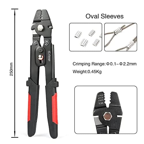 IWISS Wire Rope Swager for Crimping Fishing Lines Up To 2.2mm | 250mm (9.84 in) Heavy Duty Carbon Steel Tool thumbnail 2