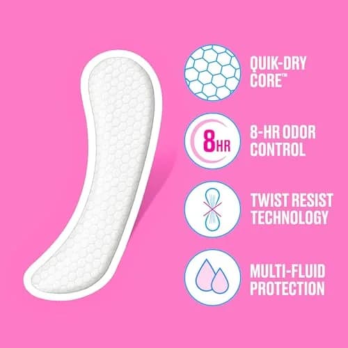 Carefree Long Unscented Panty Liners for Women, 92 Count | Odor Control & Breathable Cotton thumbnail 3