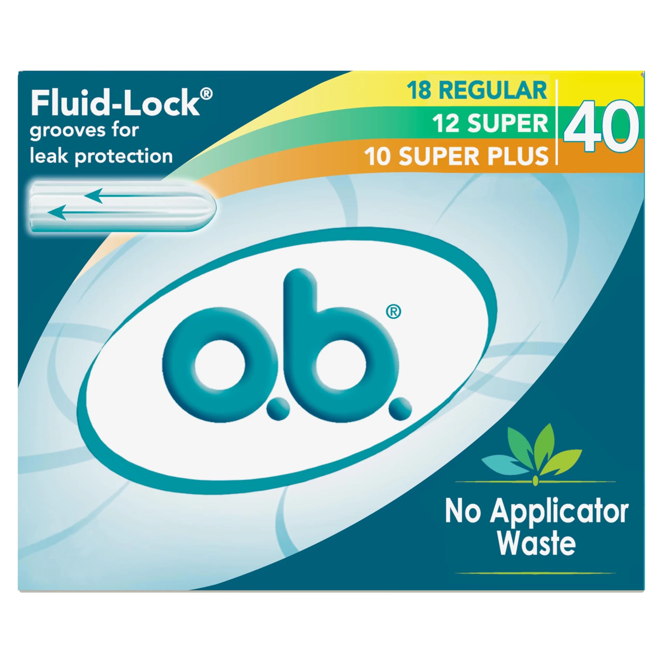 o.b. No Applicator Tampons Multipack (Regular/Super/Super Plus), 40 Count | Dermatologist Tested Tampon