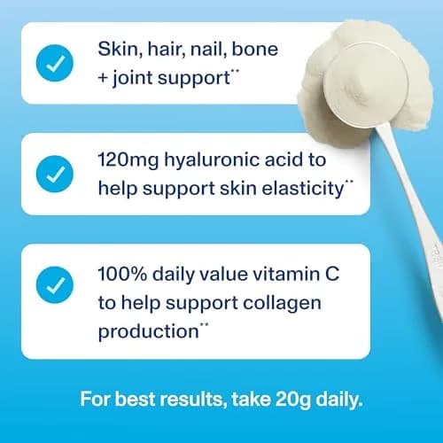 Vital Proteins Collagen Peptides Powder Advanced with Hyaluronic Acid & Vitamin C, Unflavored 267ml (9.33 Oz) | Supports Skin Hydration & Collagen Production thumbnail 7