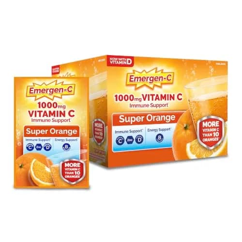 Emergen-C Super Orange 1000mg Vitamin C Powder 60 Count (19.2 oz) | Daily Immune Support with Zinc & B Vitamins thumbnail 1