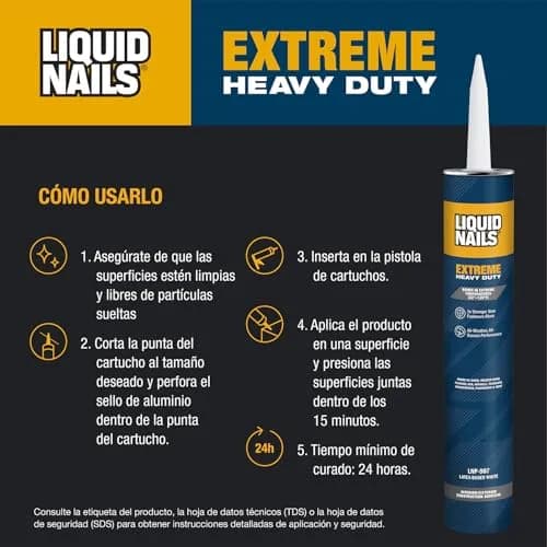 Liquid Nails LN-907 10 oz White Heavy Duty Construction Adhesive | Extreme All-Weather Bonding thumbnail 9